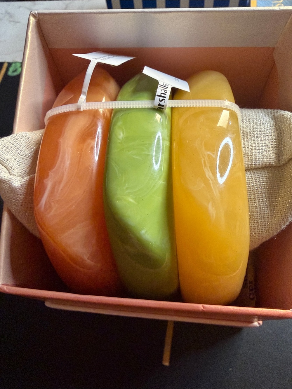 Women's Resin Bangle Bracelet Set - Orange, Green & Yellow